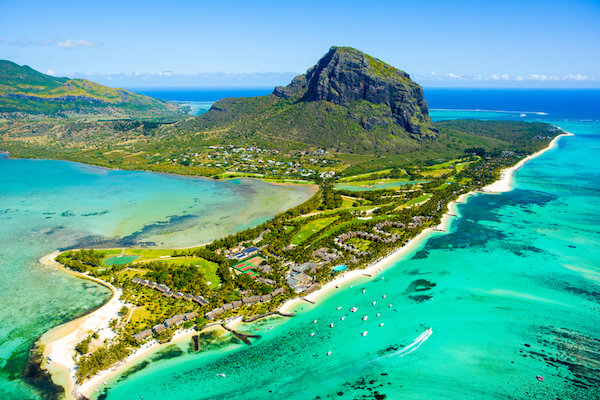 Mauritius island with Le Morne peninsula