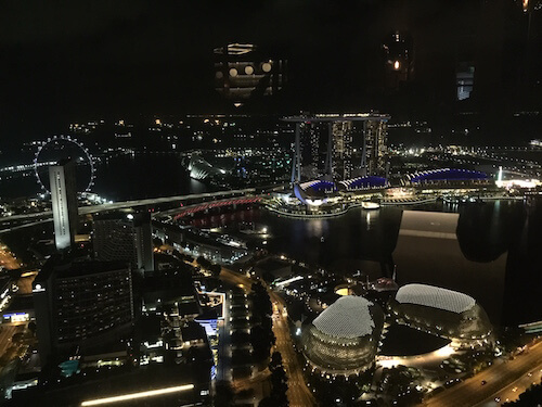 Singapore Attractions: Nighttime Views from Stamford Hotel's bar.