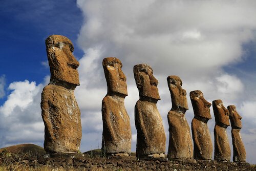 Chile Moai on the Easter islands in the Pacific Ocean