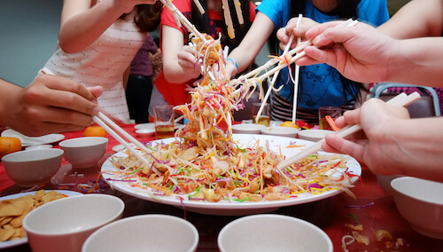 Prosperity toss - a Chinese New Year tradition
